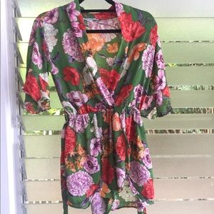 Deep V-Neck Floral Romper